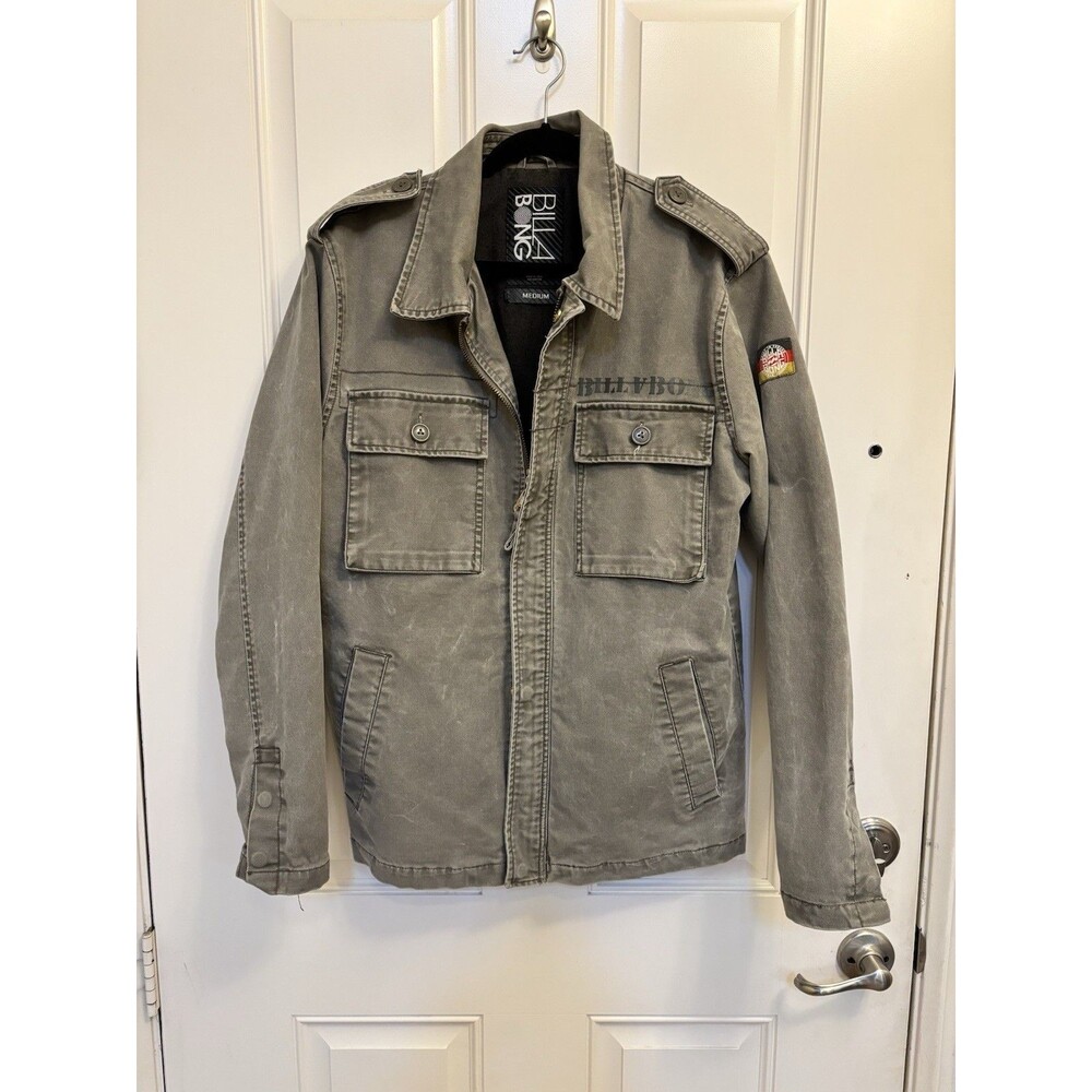 Billabong  Men’s military Jacket Medium  retro vintage style epaulette full zip
